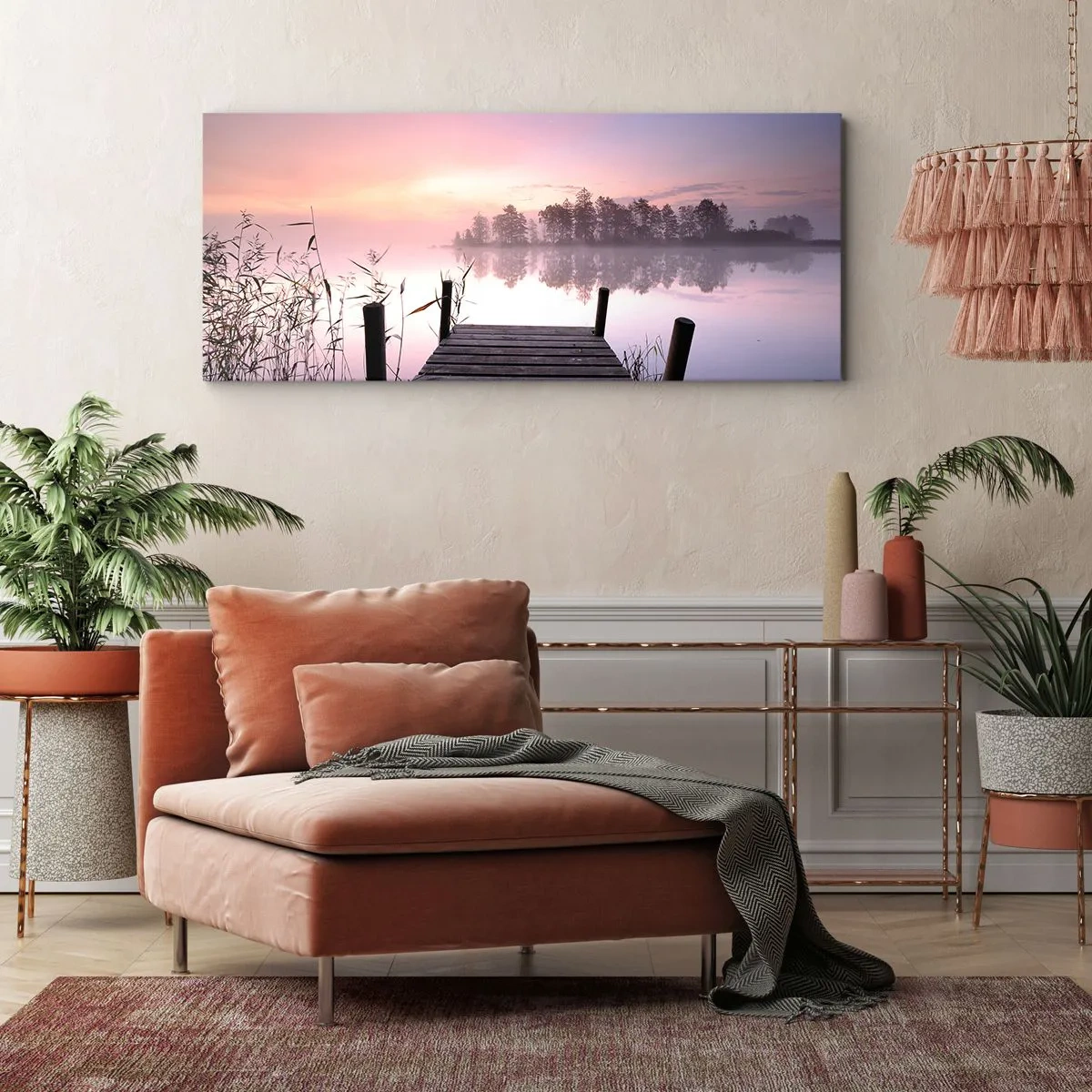 Tablou pe pânză - Din ceața de liliac... - 100x40 cm