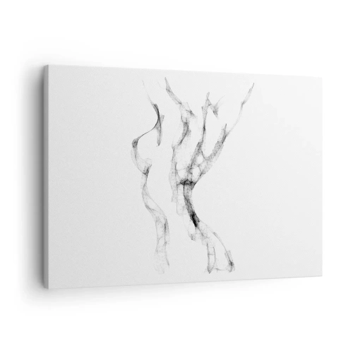 Tablou pe pânză Canvas - Linii delicate, abstracte, asemănătoare cu dâre de fum pe un fundal deschis - 70x50cm - Frumoasa și puternică - Decorațiune modernă pentru perete pentru living și dormitor ARTTOR