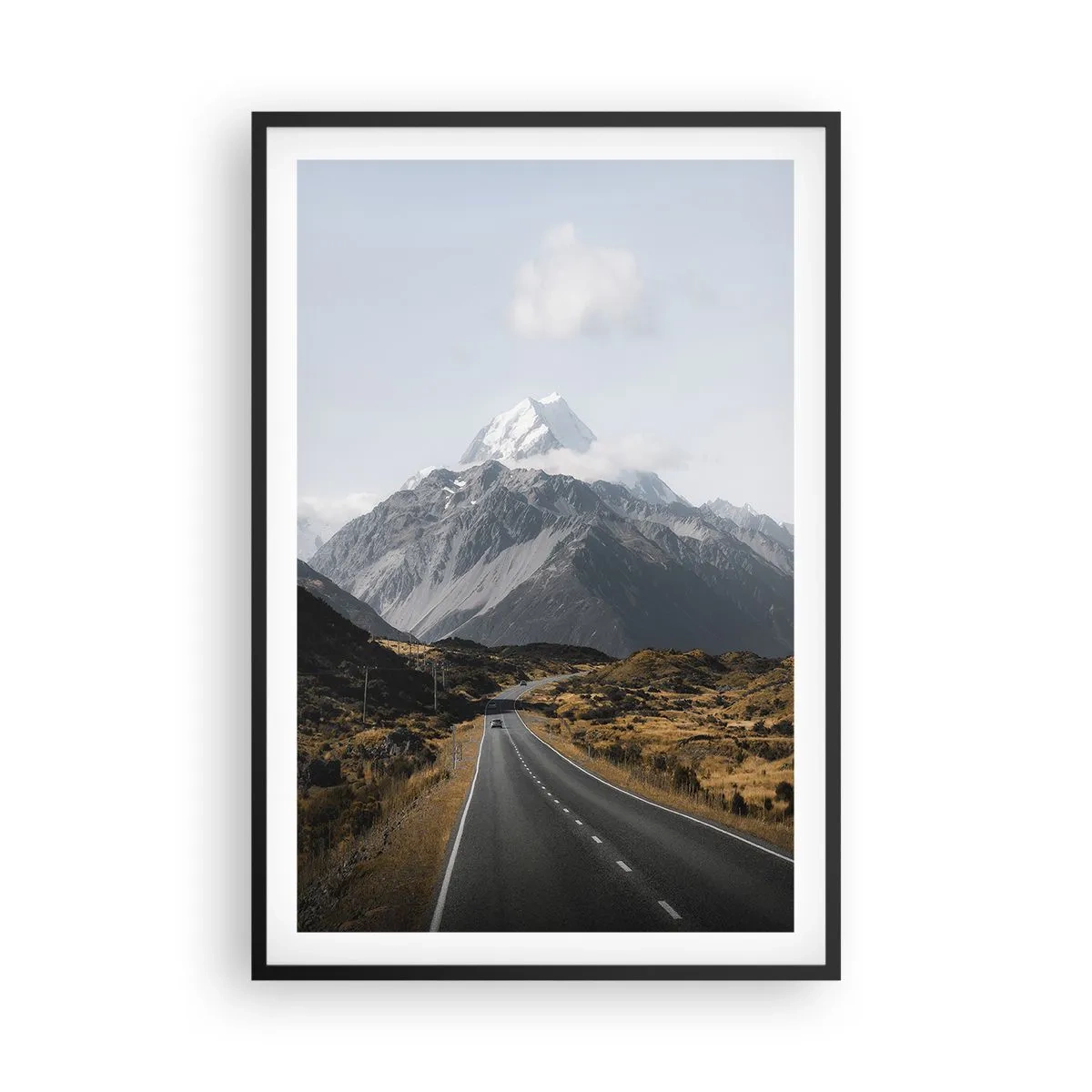 Poster în ramă neagră - Drumul spre inima munților - 61x91 cm