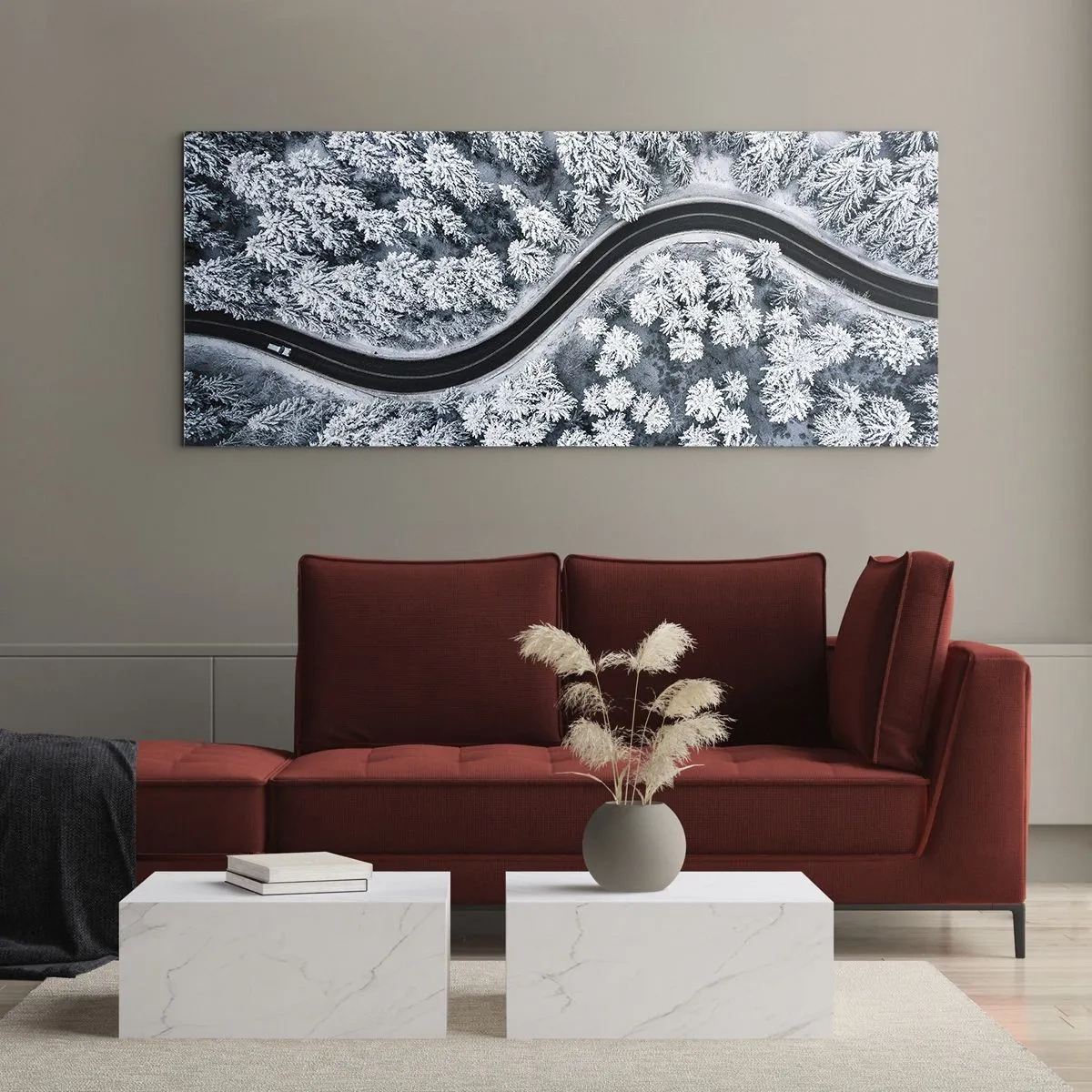 Tablou pe sticlă - Prin pădurea de iarnă - 120x50 cm