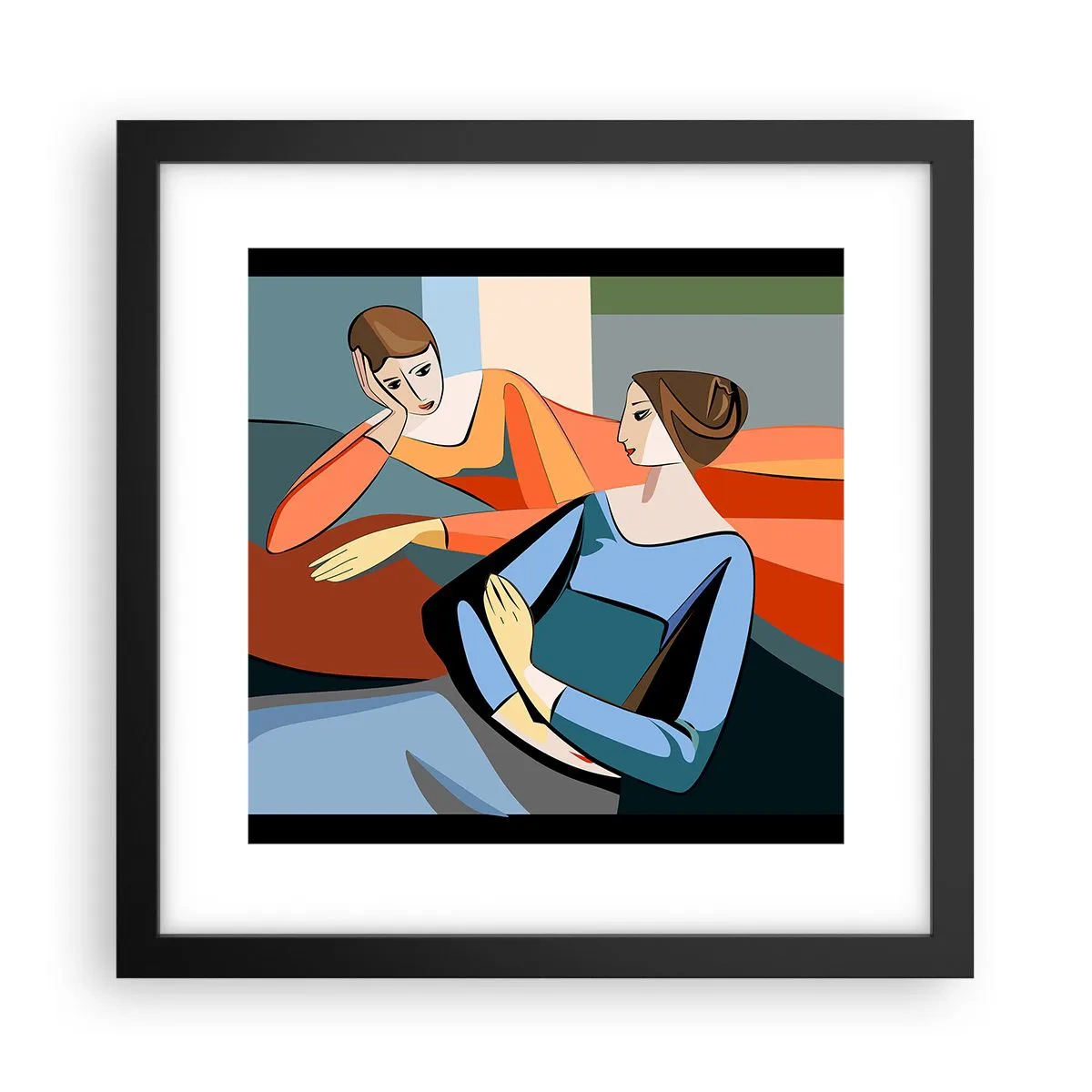 Poster în ramă neagră - Un moment de confidențe - 30x30 cm