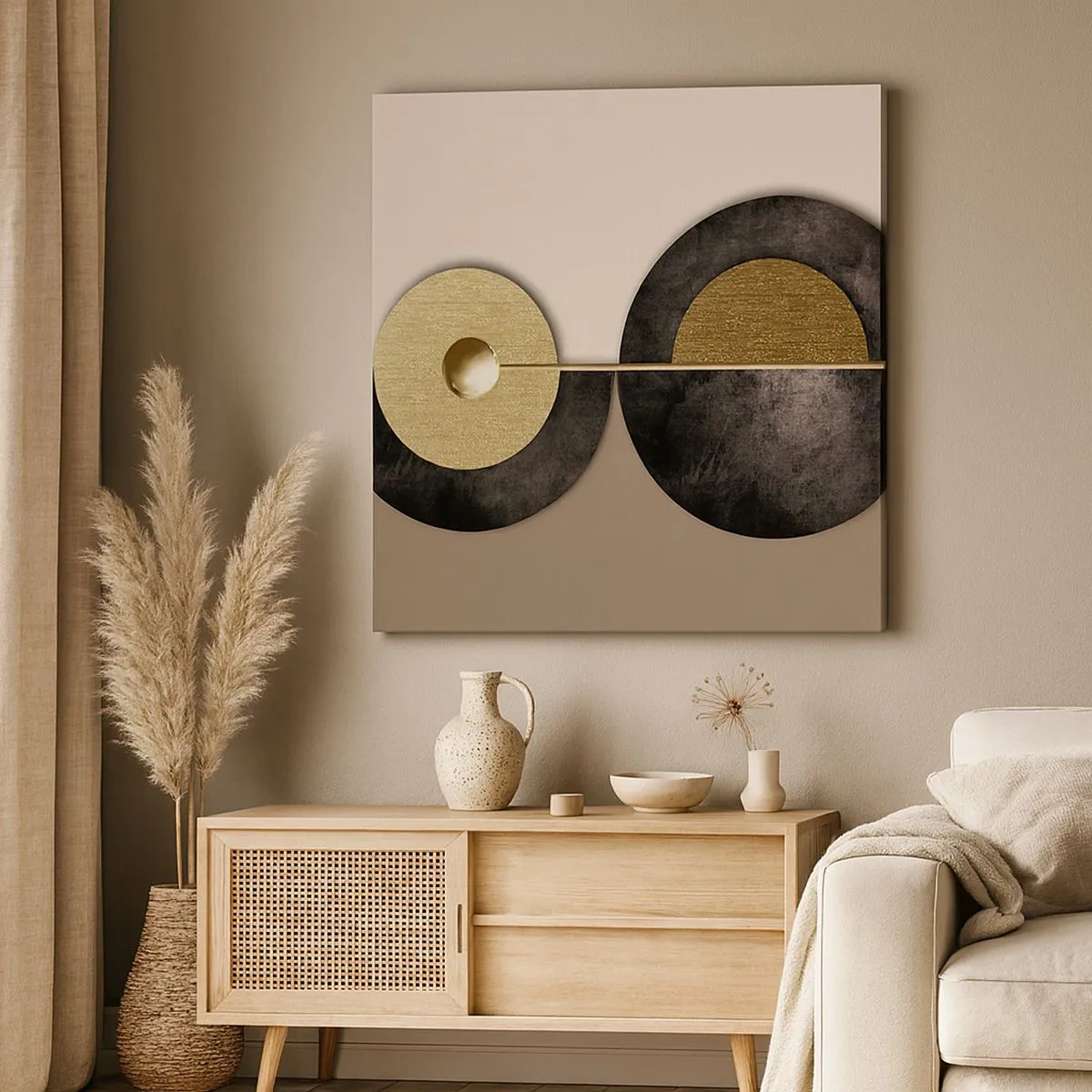 Tablou pe pânză - Variații în jurul unui cerc - 30x30 cm