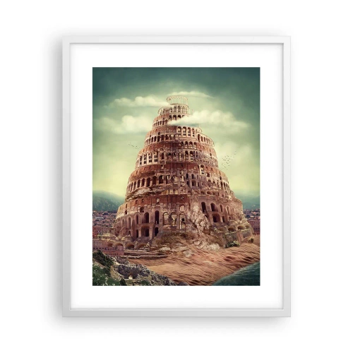Poster în ramă albă - Turnul Babel - 40x50 cm