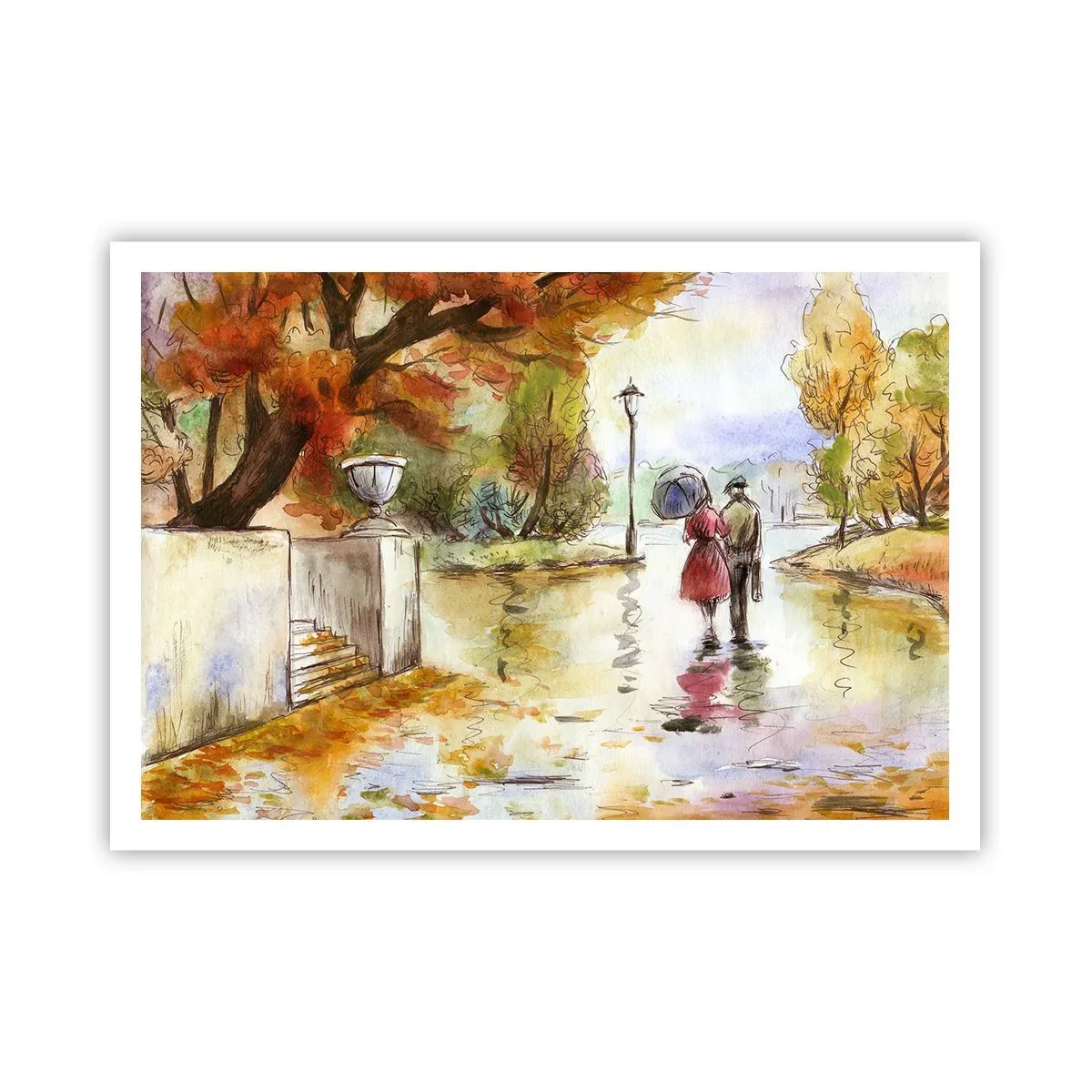 Poster - Toamnă romantică în parc - 100x70 cm