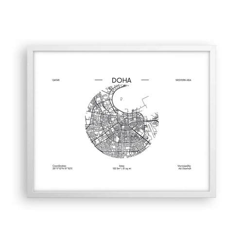 Poster în ramă albă - Anatomia orașului Doha - 50x40 cm