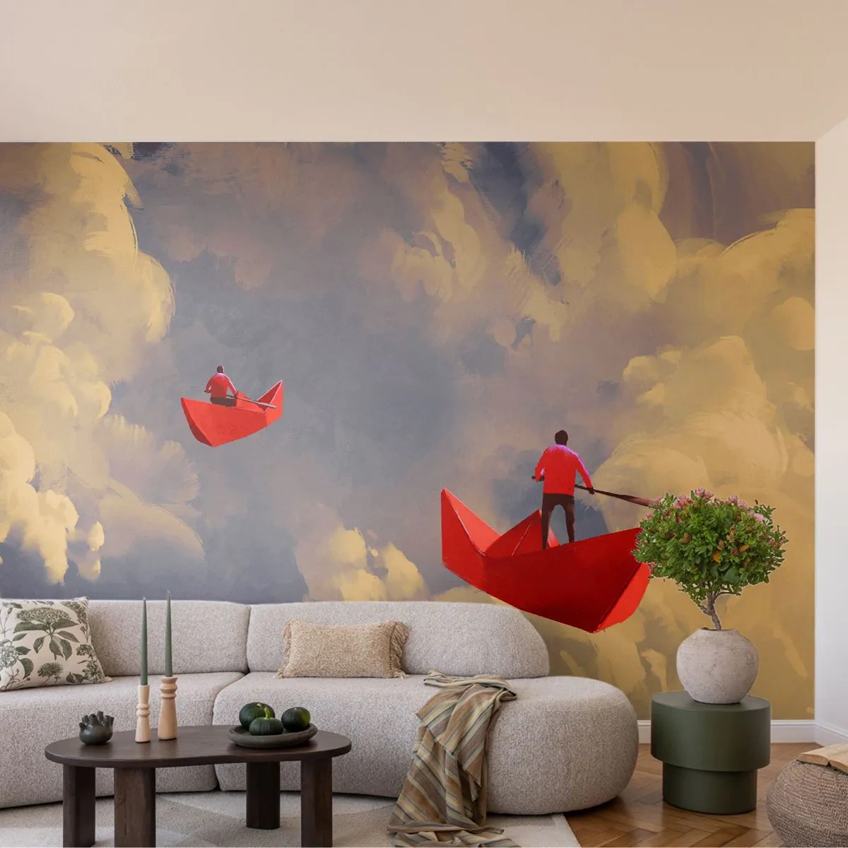 Tapet Standard Eco - Expediția visătorilor - Abstracția, Fantezie, Origami - 400x280 cm