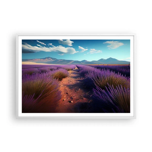 Poster în ramă albă - Câmpuri parfumate - 100x70 cm
