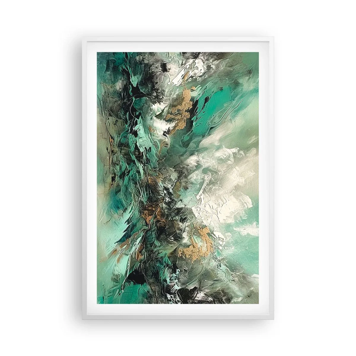 Poster în ramă albă - Fierbere negru-smarald - 61x91 cm