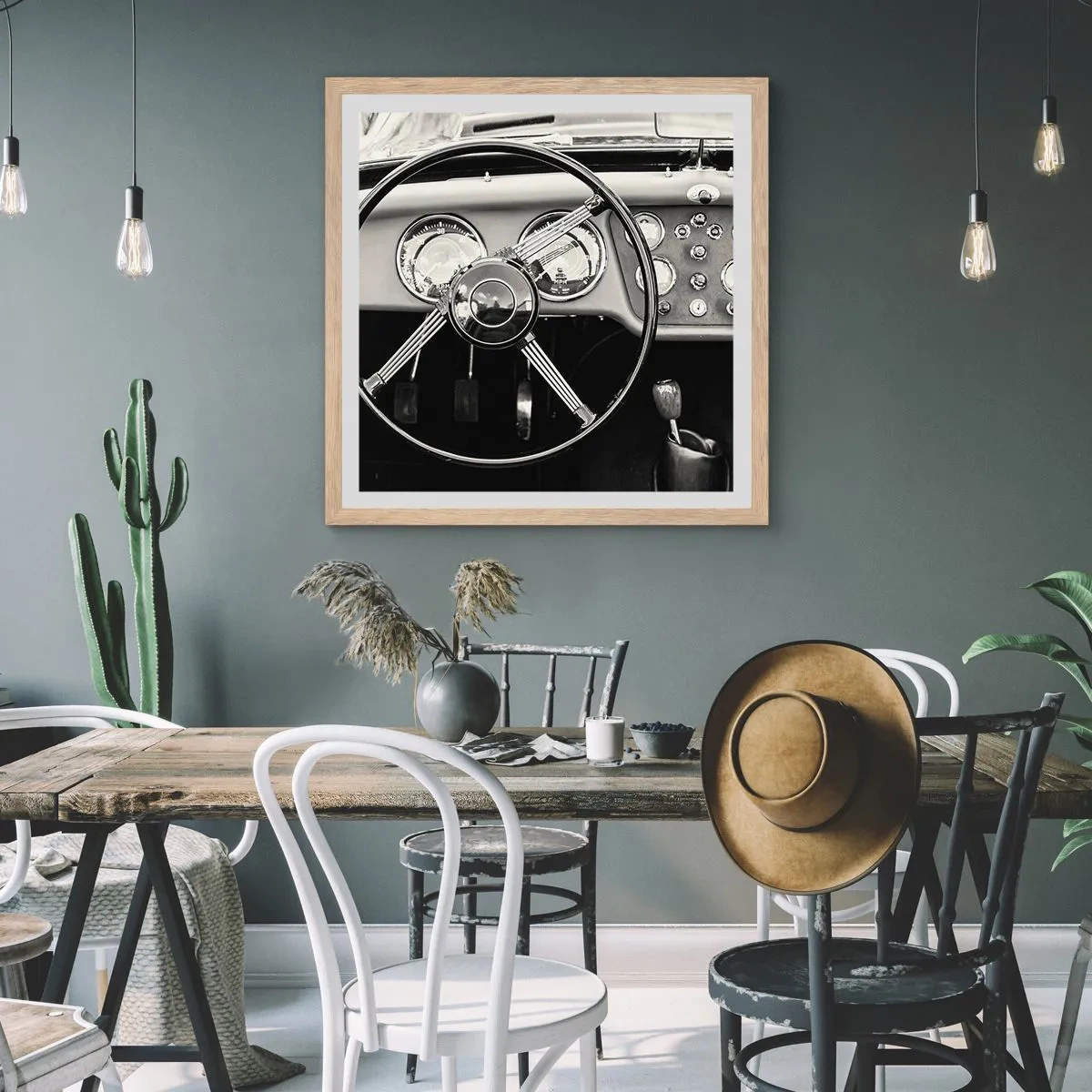 Poster în ramă de stejar deschis - Visul unui colecționar - 50x50 cm