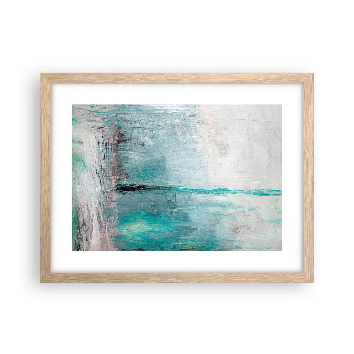 Poster în ramă de stejar deschis - Orizontal în albastru - 40x30 cm