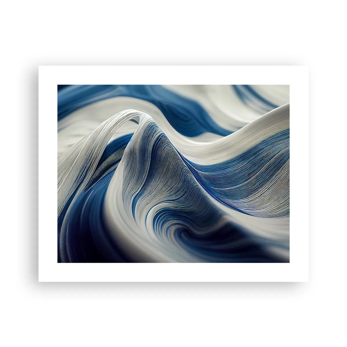 Poster - Fluiditate de albastru și alb - 50x40 cm
