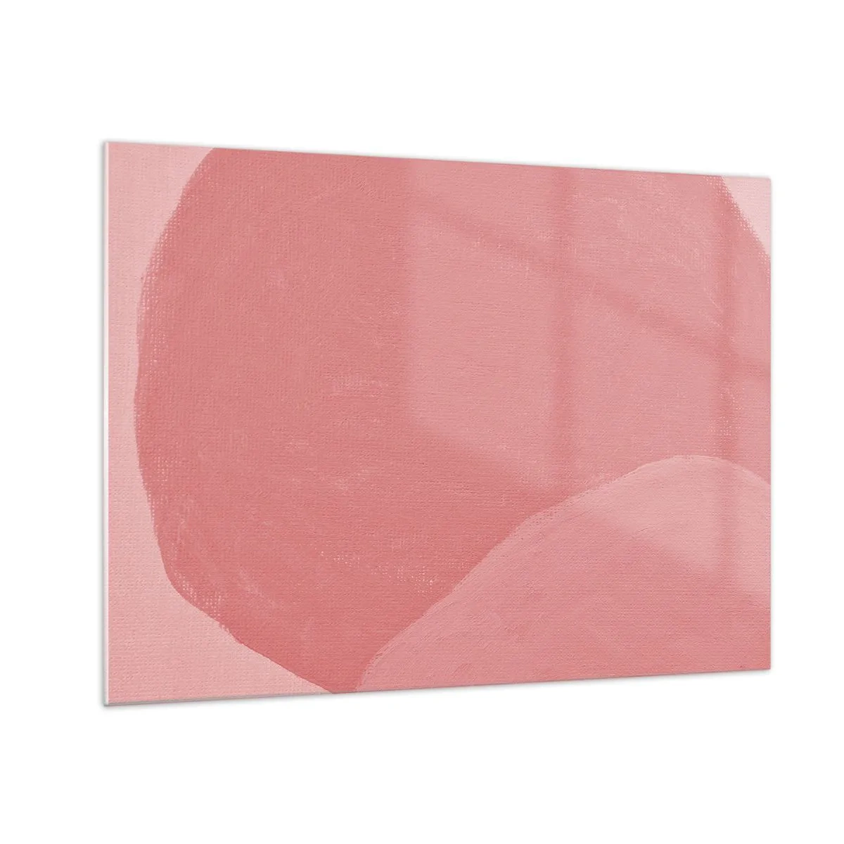 Tablou pe sticlă - O formă abstractă în nuanțe de roz și culori pastelate. - 70x50cm - Compoziție organică în roz - Decorațiune modernă pentru perete pentru living și dormitor ARTTOR