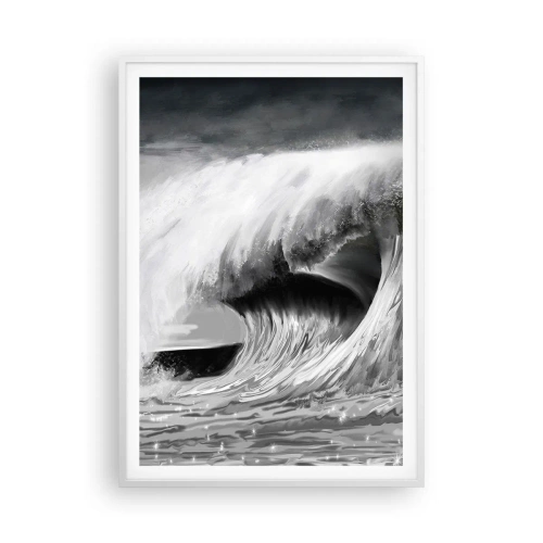 Poster în ramă albă - Mânia oceanului - 70x100 cm