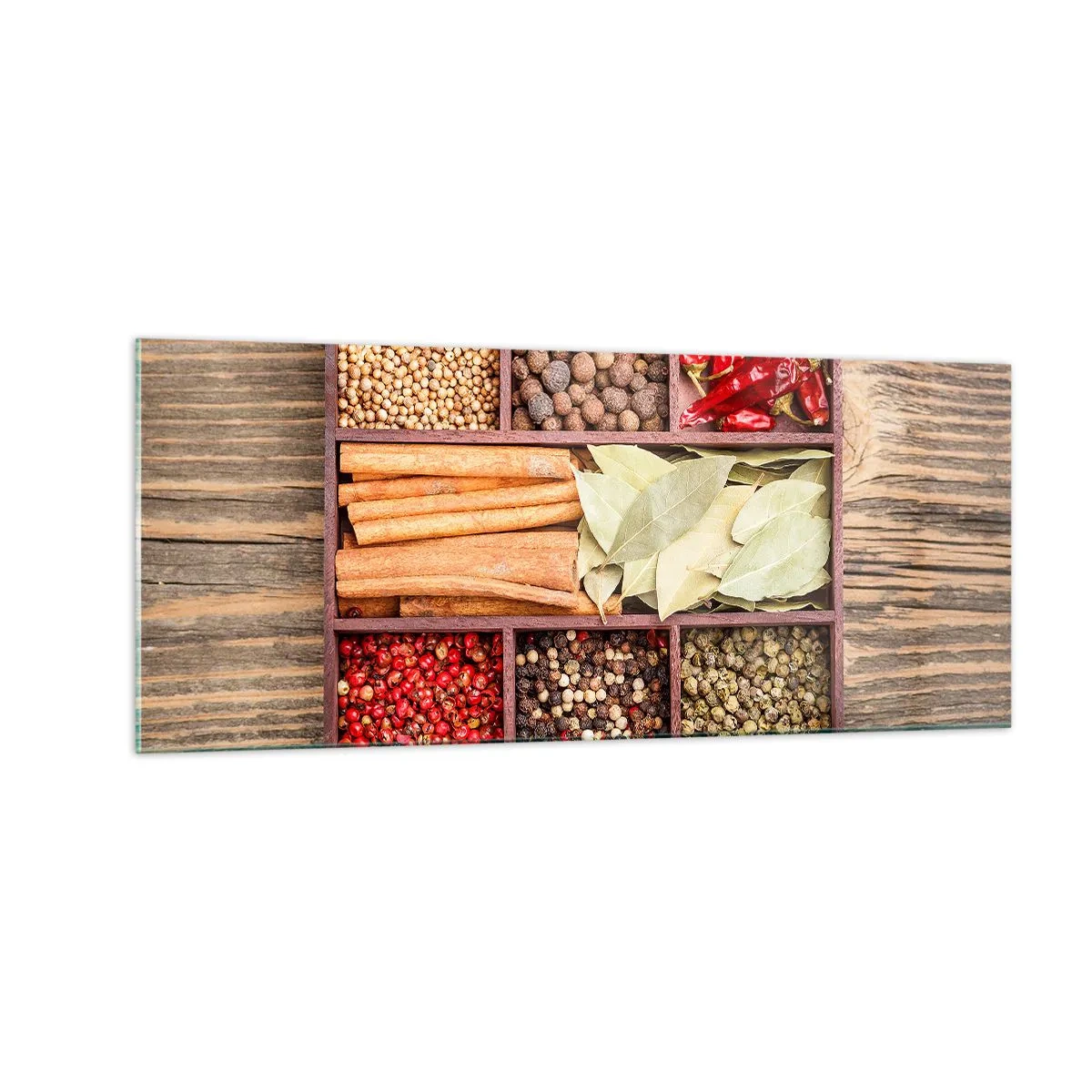 Tablou pe sticlă - Ordine de forme, buchet de arome - 100x40 cm