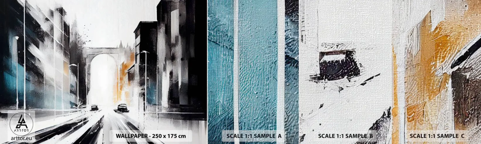 Mostră tapet Premium Canvas - Studiu de oraș: arhitectură și mișcare - Arhitectură, Peisaj, Stradă - 100x30 cm