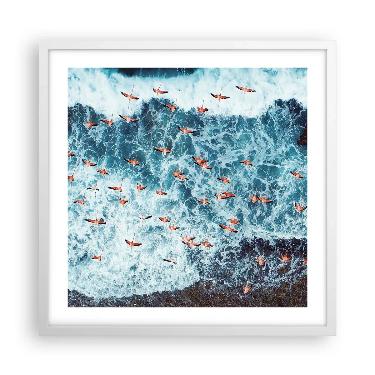 Poster în ramă albă - Parada de la malul mării - 50x50 cm