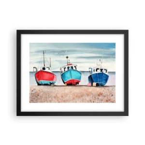 Poster în ramă neagră - Gata pentru pescuit - 40x30 cm