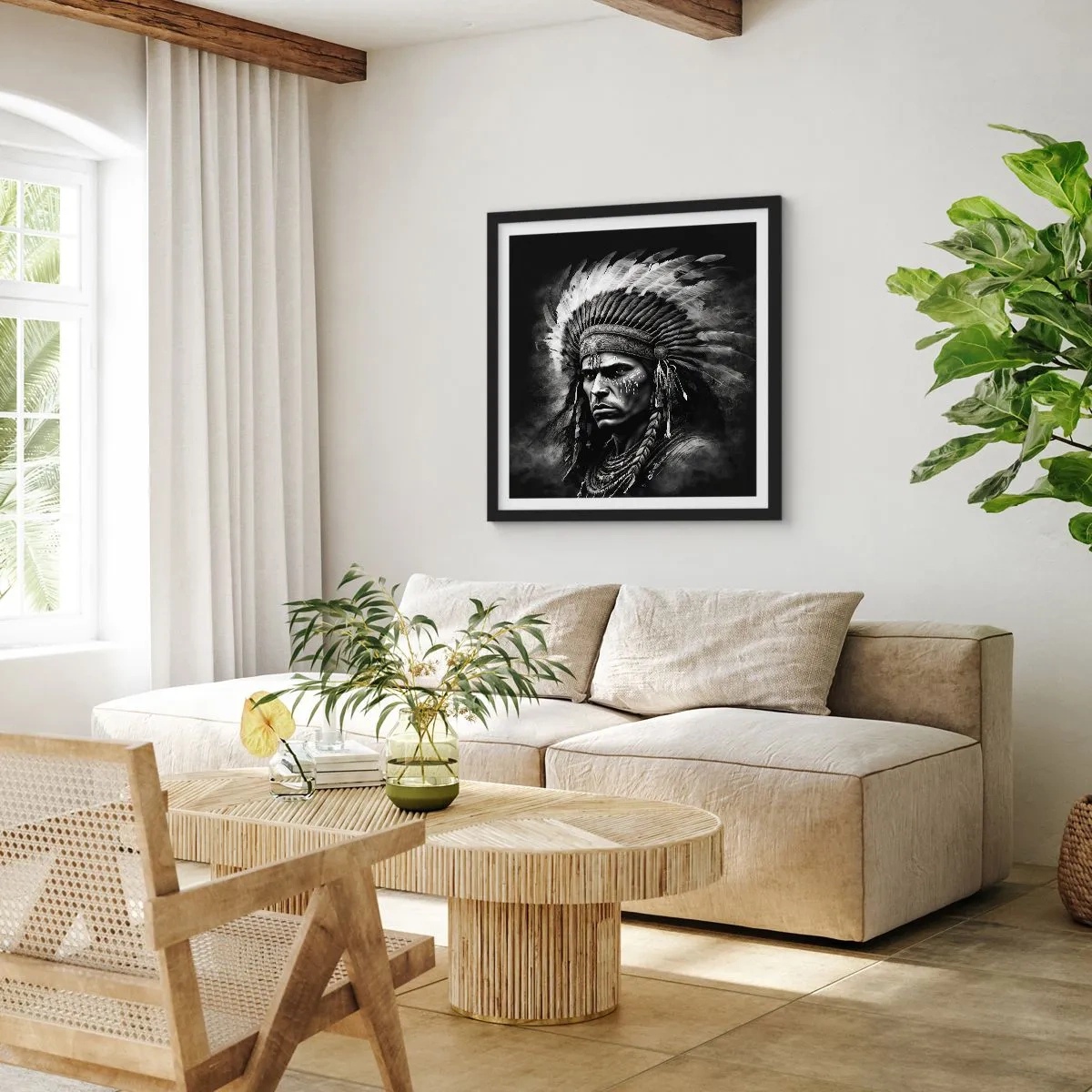 Poster în ramă neagră - Conducător și luptător - 40x40 cm