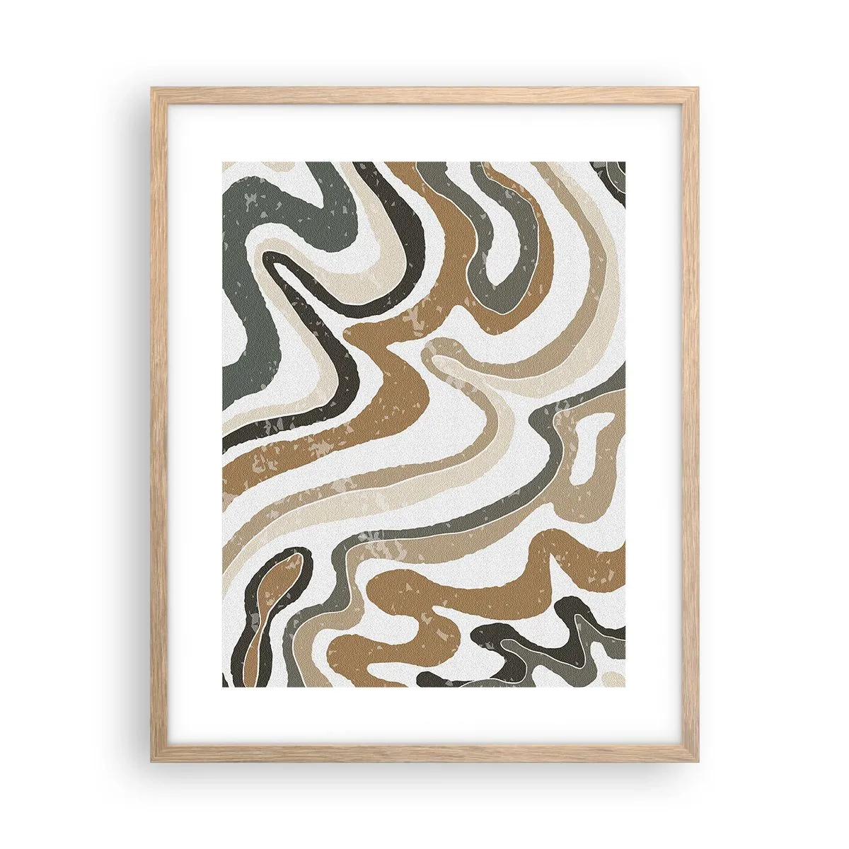 Poster în ramă de stejar deschis - Meandrele culorilor pământului - 40x50 cm