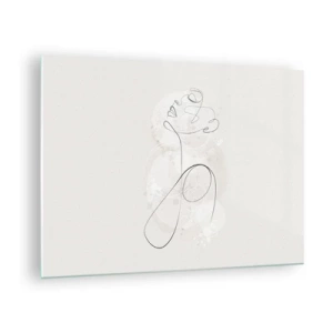 Tablou pe sticlă - Portret abstract în nuanțe de alb - 70x50cm - Spirala frumuseții - Decorațiune modernă pentru perete pentru living și dormitor ARTTOR