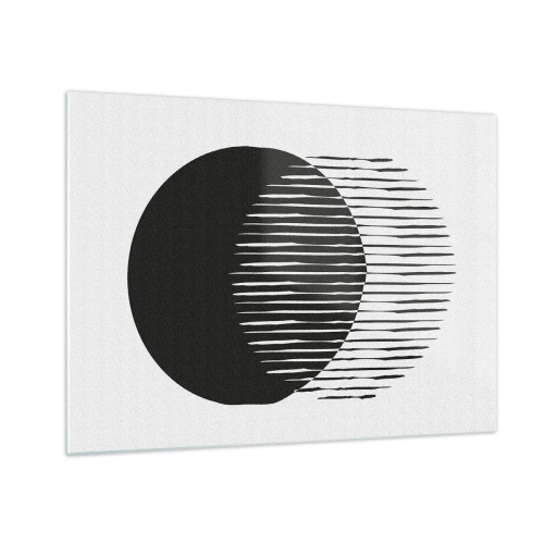 Tablou pe sticlă - O formă minimalistă a două cercuri care se intersectează - 70x50cm - Alter ego-ul său - Decorațiune modernă pentru perete pentru living și dormitor ARTTOR