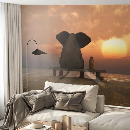 Tapet Standard Eco - Este bine să tăcem împreună - Abstracția, Animale, Prietenie - 300x210 cm