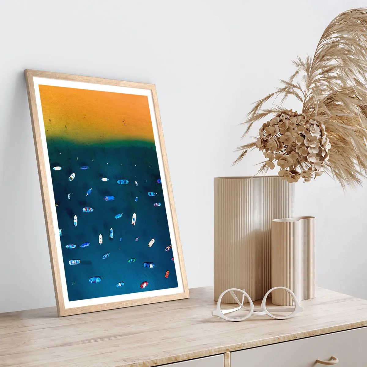 Poster în ramă de stejar deschis - Joc de vacanță - 70x100 cm