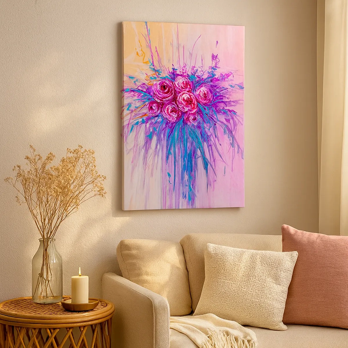 Tablou pe pânză - Fântână de trandafiri - 50x70 cm