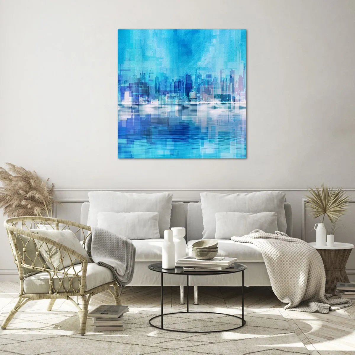 Tablou pe sticlă - Înecate în albastru - 60x60 cm