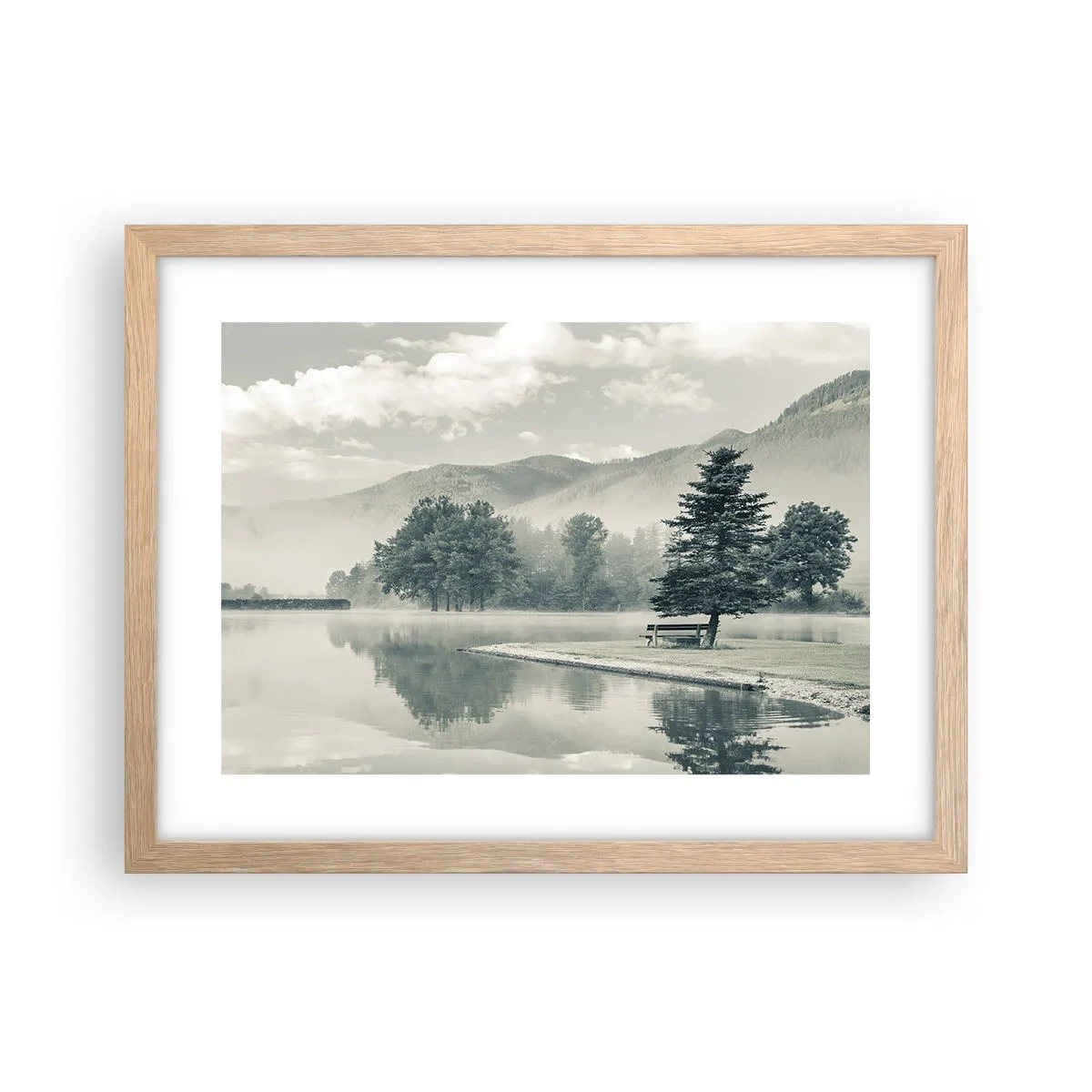 Poster în ramă de stejar deschis - Lacul încă doarme - 40x30 cm