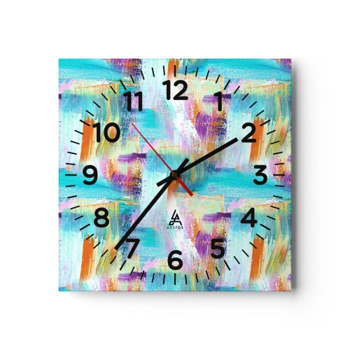 Ceas de perete - Ceas pe sticlă - Mâzgălire veselă - 30x30 cm