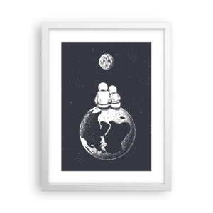 Poster în ramă albă - Poveste cosmică de dragoste - 30x40 cm