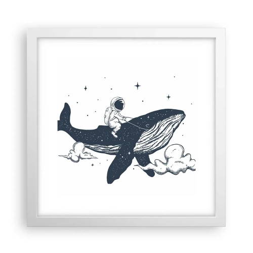 Poster în ramă albă - Aventura spațială - 30x30 cm