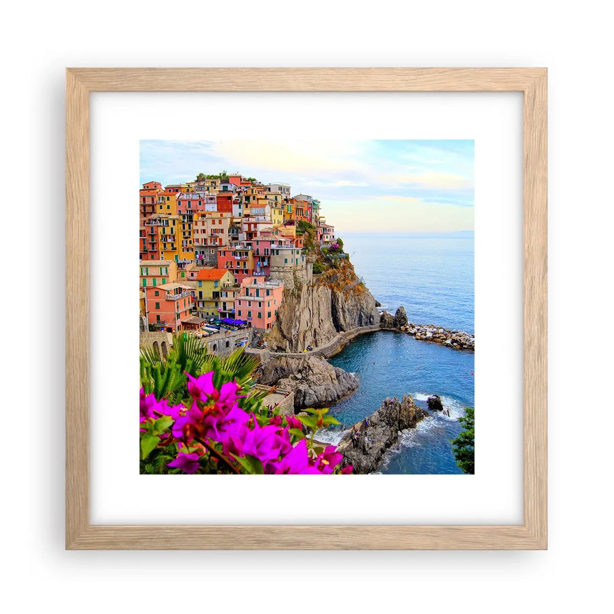 Poster în ramă de stejar deschis - Un oraș care râde - 30x30 cm