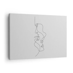 Tablou pe pânză Canvas - Un desen minimalist cu două fețe pe o singură linie. - 70x50cm - Dorință vorace - Decorațiune modernă pentru perete pentru living și dormitor ARTTOR