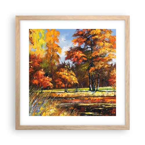 Poster în ramă de stejar deschis - Peisaj în aur și bronz - 40x40 cm