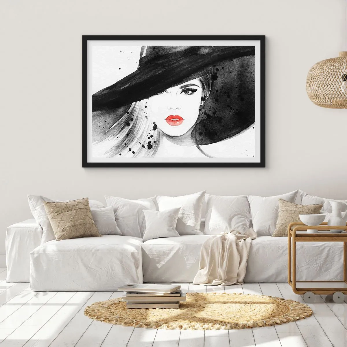 Poster în ramă neagră - Doamna în negru - 91x61 cm