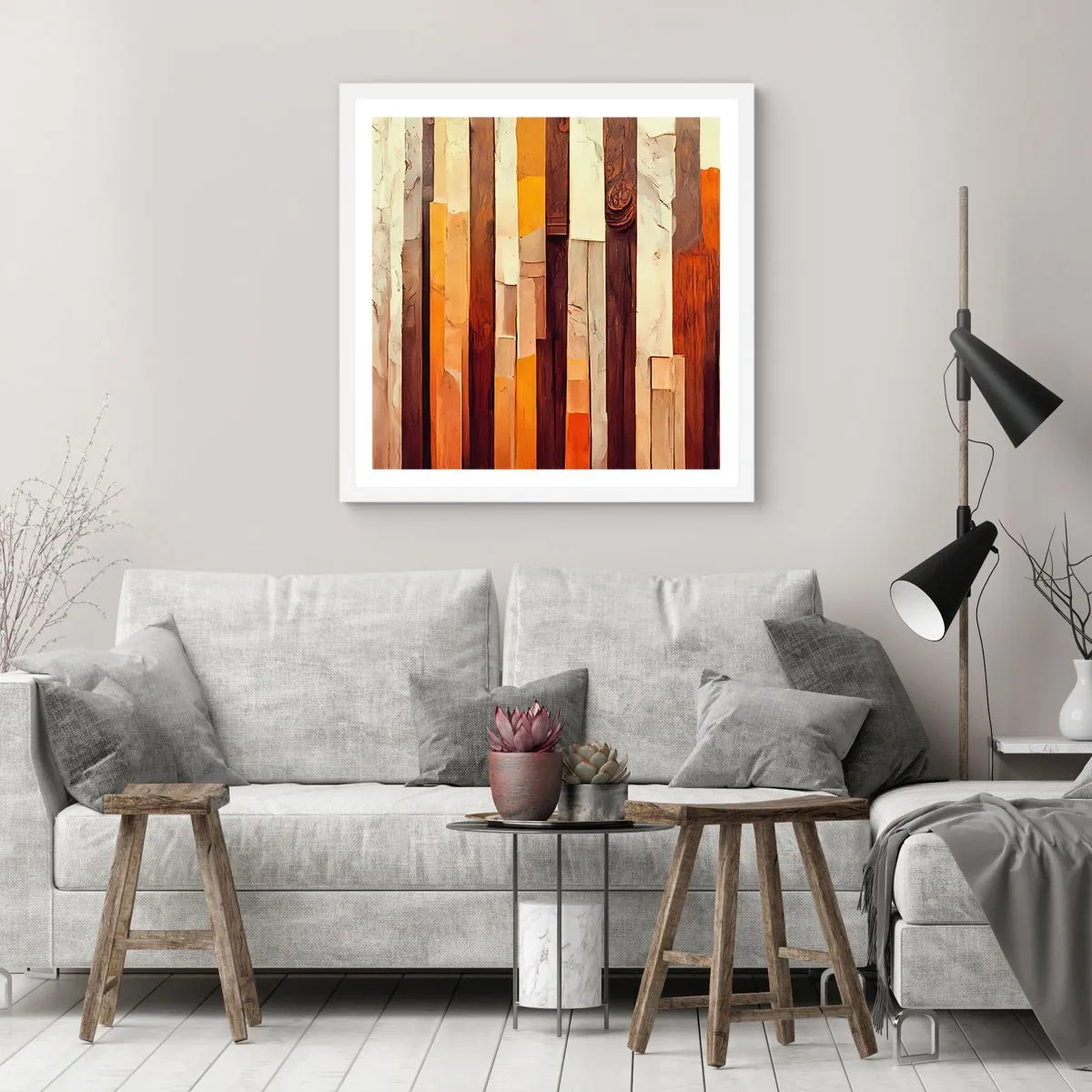 Poster în ramă albă - Imnul copacilor din pădure - 50x50 cm