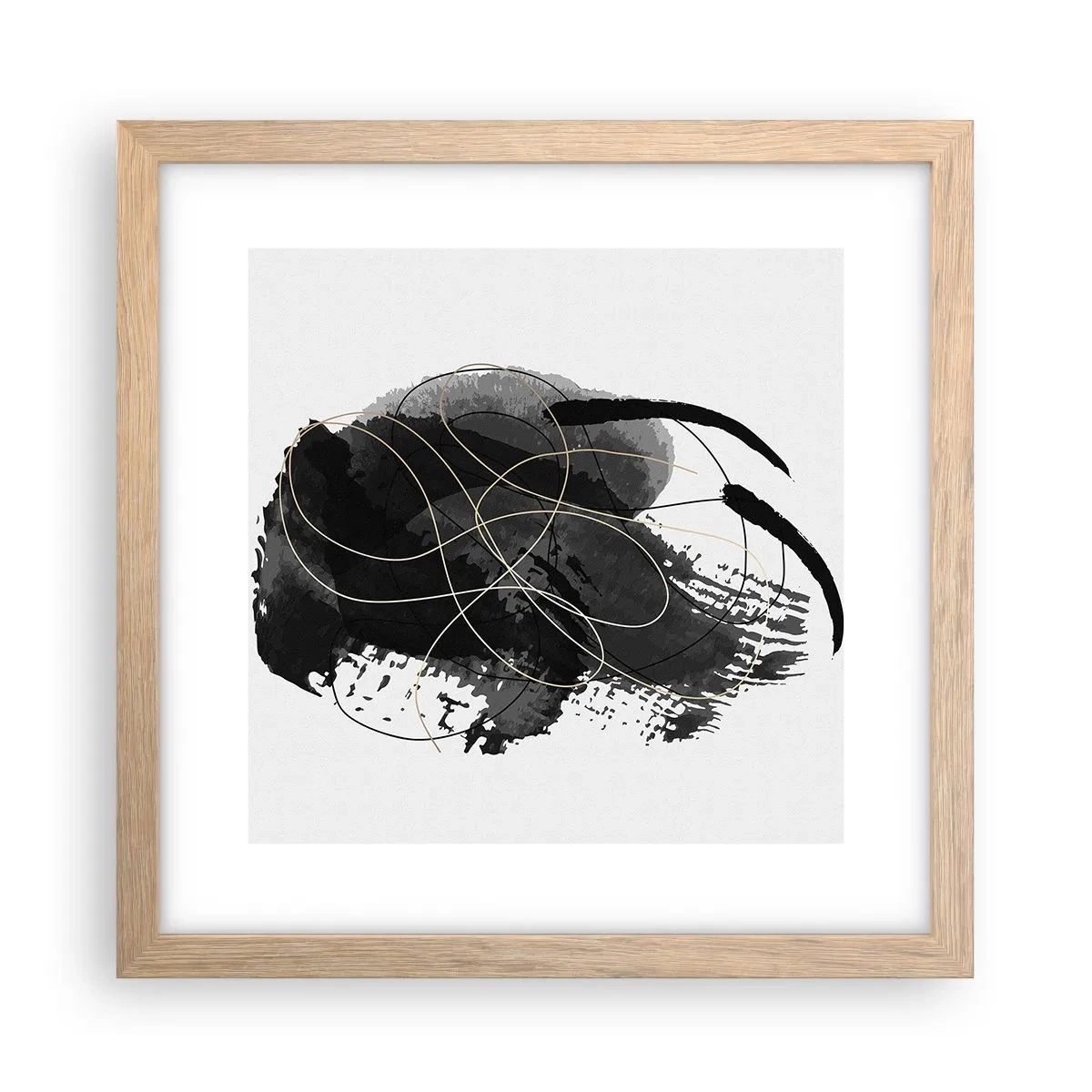 Poster în ramă de stejar deschis - Provenit din negru - 30x30 cm