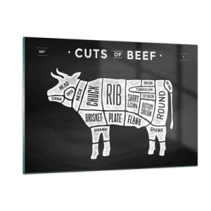 Tablou pe sticlă - Abecedar de măcelar - 120x80 cm