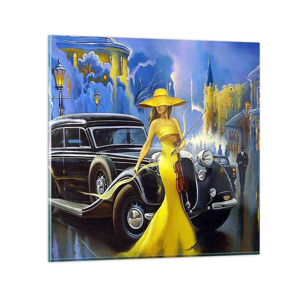 Tablou pe sticlă - Nocturne pentru vioară și dragoste - 50x50 cm