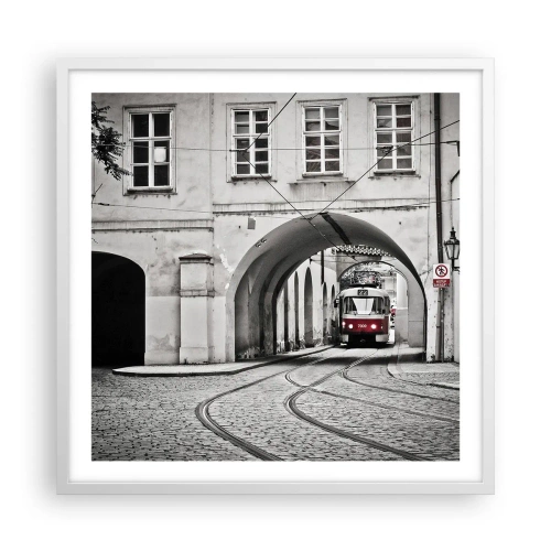Poster în ramă albă - Printr-un labirint urban - 60x60 cm