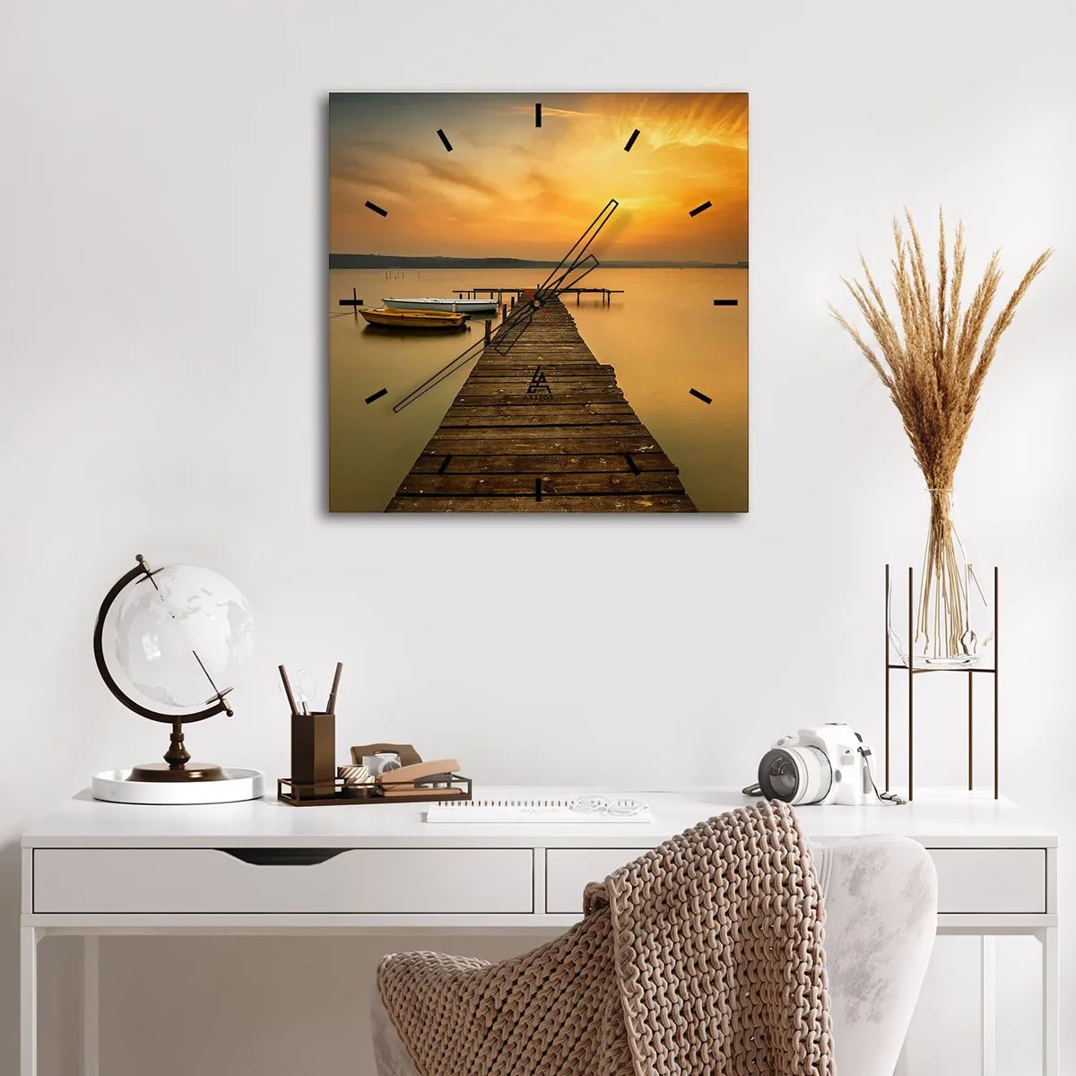 Ceas de perete - Ceas pe sticlă - Îți voi deschide cerul de aur - 40x40 cm