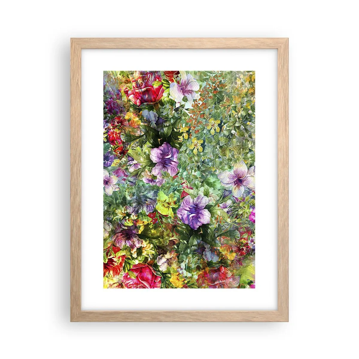 Poster în ramă de stejar deschis - Să ne pierdem în flori - 30x40 cm