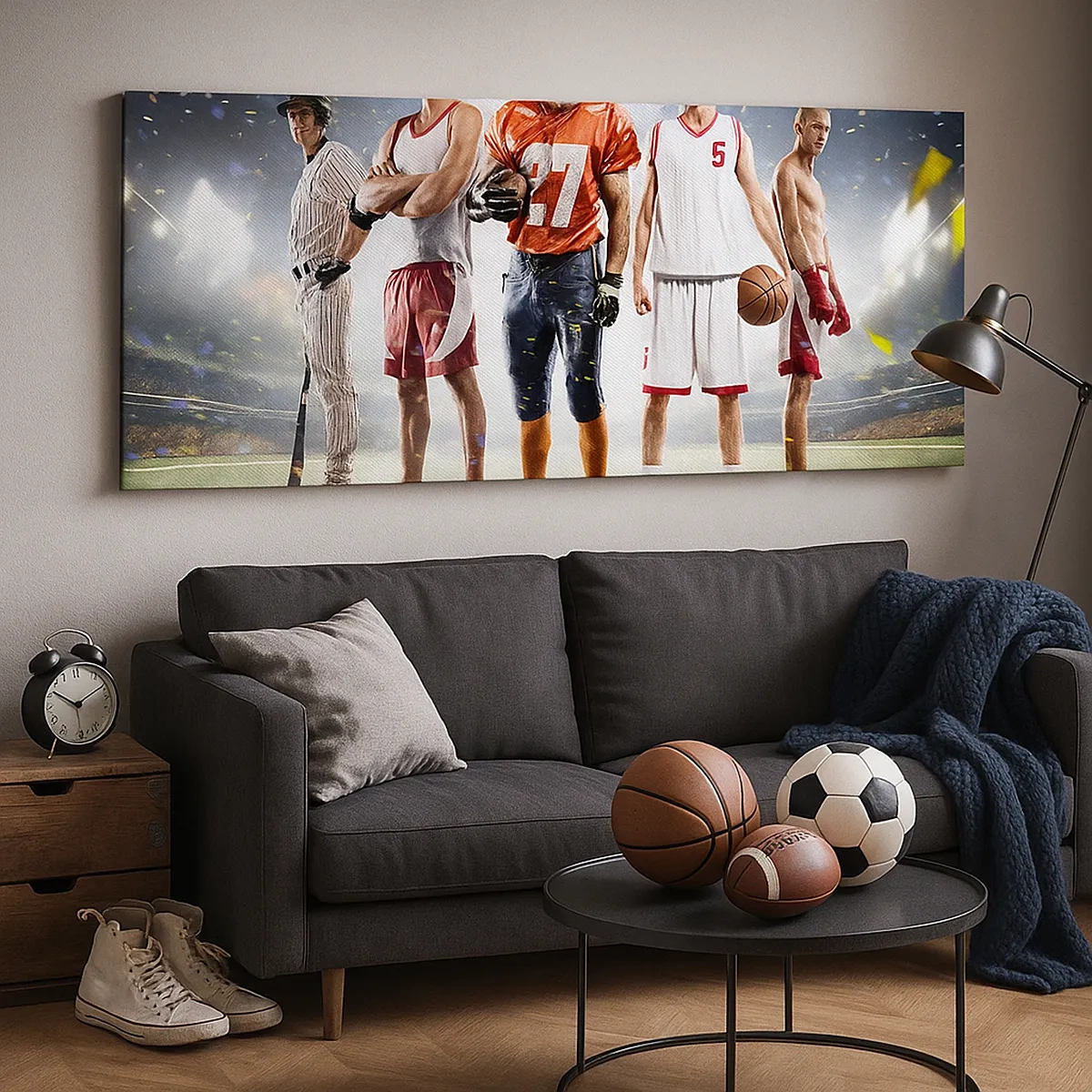 Tablou pe pânză - Gladiatori ai terenului de joc - 30x30 cm