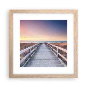 Poster în ramă de stejar deschis - Aurora baltică de seară - 30x30 cm