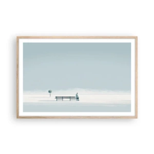 Poster în ramă de stejar deschis - Da, aștept. - 91x61 cm