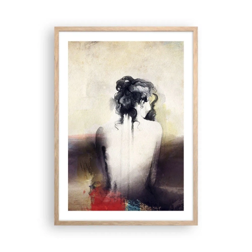 Poster în ramă de stejar deschis - Linii moi, forme ovale - 50x70 cm