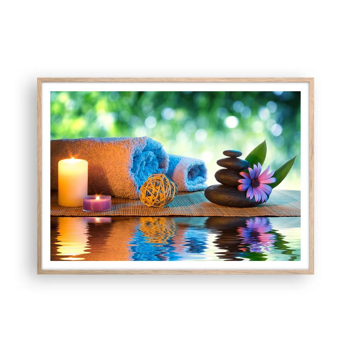 Poster în ramă de stejar deschis - Timp pentru corp - 100x70 cm