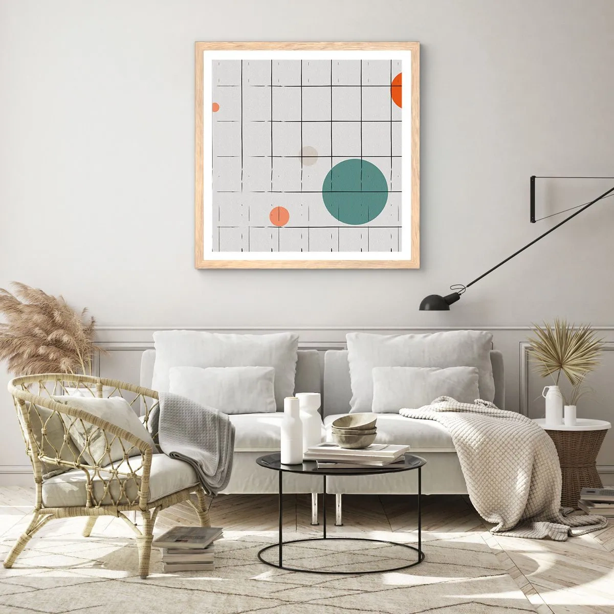 Poster în ramă de stejar deschis - În capcană. Noi sau ele? - 50x50 cm